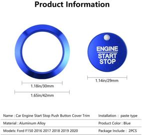 img 2 attached to 🚗 Blue Car Engine Start Stop Button Cover Ring Ignition Start Stop Button Trim Push Button Switch Decor Stickers Auto Interior Accessories for Ford F150 2016-2020 (2Pcs)