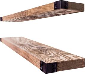 img 2 attached to 🪵 Willow & Grace Walnut Floating Shelves - Live Edge Wood Shelves for Wall Mounting, Modern Rustic Set of 2 All Wood Wall Shelves for Bedroom, Bathroom, Family Room, Kitchen (36 Inch)