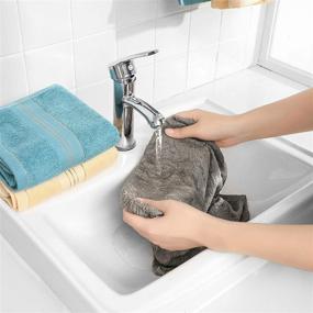 img 3 attached to E ENASUE Cotton Hand Towels, Pack of 2, Soft and Highly Absorbent Face 🔵 Towel, Long-lasting Hand Towel for Everyday Use, Home, Camping, Gym, 13.5 x 29 Inch (Gray)