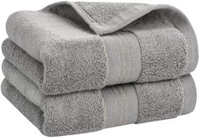 img 4 attached to E ENASUE Cotton Hand Towels, Pack of 2, Soft and Highly Absorbent Face 🔵 Towel, Long-lasting Hand Towel for Everyday Use, Home, Camping, Gym, 13.5 x 29 Inch (Gray)