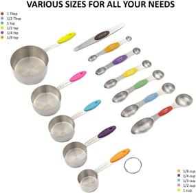 img 3 attached to Stainless Steel Measuring Cups and Magnetic Measuring Spoons Set - GOOD CITRUS - Measure 🍋 Dry & Liquid Ingredients - Includes 5 Nesting Cups, 6 Double-Sided Stackable Magnetic Spoons & 1 Leveler