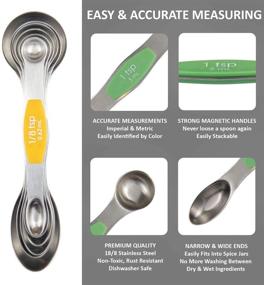 img 1 attached to Stainless Steel Measuring Cups and Magnetic Measuring Spoons Set - GOOD CITRUS - Measure 🍋 Dry & Liquid Ingredients - Includes 5 Nesting Cups, 6 Double-Sided Stackable Magnetic Spoons & 1 Leveler