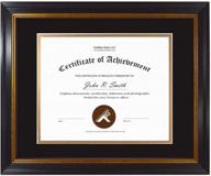 🖼️ golden state art 11x14 black gold & burgundy color frame with double mat and real glass for diploma/certificate - black over gold double mat, 1-pack логотип