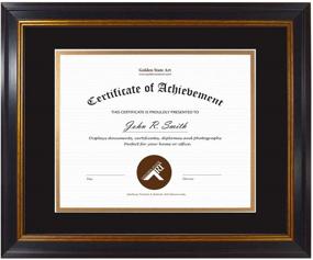 img 4 attached to 🖼️ Golden State Art 11x14 Black Gold & Burgundy Color Frame with Double Mat and Real Glass for Diploma/Certificate - Black Over Gold Double Mat, 1-Pack