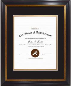 img 3 attached to 🖼️ Golden State Art 11x14 Black Gold & Burgundy Color Frame with Double Mat and Real Glass for Diploma/Certificate - Black Over Gold Double Mat, 1-Pack