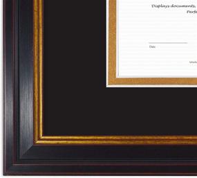 img 2 attached to 🖼️ Golden State Art 11x14 Black Gold & Burgundy Color Frame with Double Mat and Real Glass for Diploma/Certificate - Black Over Gold Double Mat, 1-Pack