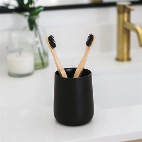 img 1 attached to 🖤 Yew Design Bathroom Toothbrush Holder Set - Matte Black Tooth Brushing Stand with Toothbrush Holders