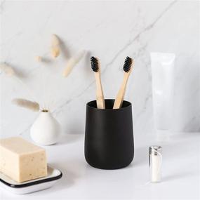 img 2 attached to 🖤 Yew Design Bathroom Toothbrush Holder Set - Matte Black Tooth Brushing Stand with Toothbrush Holders