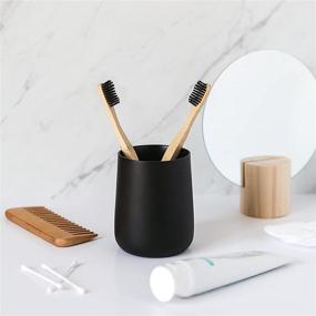 img 3 attached to 🖤 Yew Design Bathroom Toothbrush Holder Set - Matte Black Tooth Brushing Stand with Toothbrush Holders