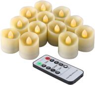 🕯️ flameless battery operated tea lights with remote control and timer - realistic flickering led votive candles for holiday decoration - set of 12 (1.3" size) логотип