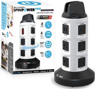 🔌 spin power deluxe by bell+howell: ultimate 8-outlet surge protector power strip tower with usb charging ports & retractable cord - versatile 360° swivel design! logo