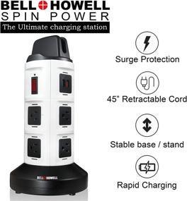 img 3 attached to 🔌 Spin Power Deluxe by Bell+Howell: Ultimate 8-outlet Surge Protector Power Strip Tower with USB Charging Ports & Retractable Cord - Versatile 360° Swivel Design!