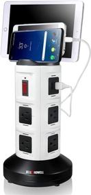 img 1 attached to 🔌 Spin Power Deluxe by Bell+Howell: Ultimate 8-outlet Surge Protector Power Strip Tower with USB Charging Ports & Retractable Cord - Versatile 360° Swivel Design!