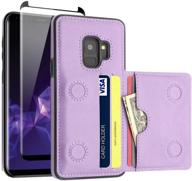 📱 lakibeibi purple leather wallet case for samsung galaxy s9 5.8 inch (2018) - flip folio with card holders, dual layer lightweight design, magnetic lock, and screen protector included logo