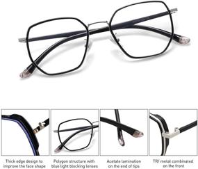 img 2 attached to 👓 SOJOS Fashion Hexagon Square Blue Light Blocking Glasses TR90 Frame - Computer Eyewear SJ5127