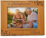 🖼️ engraved natural wood photo frame: side by side or miles apart, keep your grandparent close to heart. fits 5x7 horizontal portrait. perfect for grandparents, grandparent's day, grandma gift, grandpa gift логотип