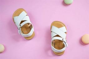 img 2 attached to 👣 Otter MOMO Girls Sandals - Open Toe Princess Flat Sandals with Ruffle Summer Style (Toddler/Little Kid)