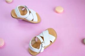 img 1 attached to 👣 Otter MOMO Girls Sandals - Open Toe Princess Flat Sandals with Ruffle Summer Style (Toddler/Little Kid)