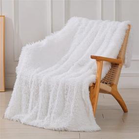 img 3 attached to 🛋️ Pure White Long Hair Shaggy Blanket - Extra Soft Faux Fur Throw for Couch or Bed