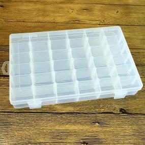 img 4 attached to Adjustable Divider Jewelry Box Organizer - 36 Grids Plastic Storage Container (White, 1 Pack)