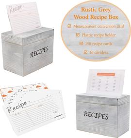 img 3 attached to 📦 Grey Wood Recipe Box Set with 150 4x6 Cards and 16 Dividers - Vintage Farmhouse Style Ideal for Kitchen, Bridal Shower, or Housewarming Gift by Premier Prime Source