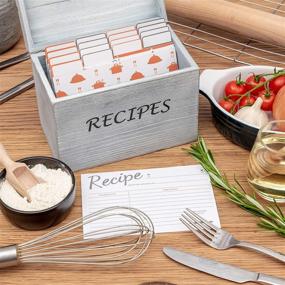 img 1 attached to 📦 Grey Wood Recipe Box Set with 150 4x6 Cards and 16 Dividers - Vintage Farmhouse Style Ideal for Kitchen, Bridal Shower, or Housewarming Gift by Premier Prime Source