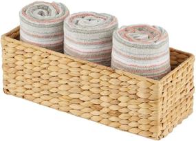 img 2 attached to 🚽 mDesign Water Hyacinth Bathroom Toilet Roll Holder Storage Organizer Basket Bin - Natural Woven Design - Ideal for Bathroom and Toilet Tanks - Holds up to 3 Rolls of Toilet Paper