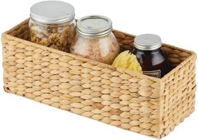 img 1 attached to 🚽 mDesign Water Hyacinth Bathroom Toilet Roll Holder Storage Organizer Basket Bin - Natural Woven Design - Ideal for Bathroom and Toilet Tanks - Holds up to 3 Rolls of Toilet Paper