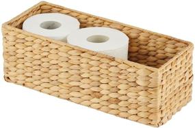img 4 attached to 🚽 mDesign Water Hyacinth Bathroom Toilet Roll Holder Storage Organizer Basket Bin - Natural Woven Design - Ideal for Bathroom and Toilet Tanks - Holds up to 3 Rolls of Toilet Paper
