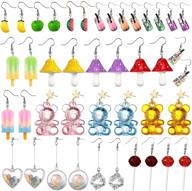 🍵 cute milk tea earrings set: 21 pairs of funny popsicle, mushroom, and unique dangle earrings for girls and women logo