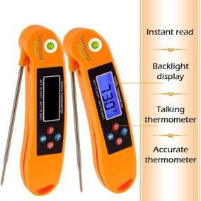 img 2 attached to 🌡️ Surround Point Digital Thermometer - Talking Instant Read for BBQ, Baking, Grilling, Cooking - Perfect for All Food and Meat, Liquids - Collapsible Long Probe (Orange)