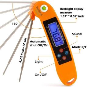 img 1 attached to 🌡️ Surround Point Digital Thermometer - Talking Instant Read for BBQ, Baking, Grilling, Cooking - Perfect for All Food and Meat, Liquids - Collapsible Long Probe (Orange)