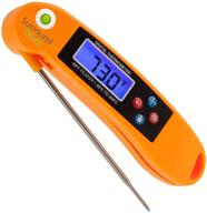 🌡️ surround point digital thermometer - talking instant read for bbq, baking, grilling, cooking - perfect for all food and meat, liquids - collapsible long probe (orange) logo