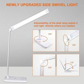 img 2 attached to 🔦 Eye-Caring LED Desk Lamp with Wireless Charger, USB Charging Port, Auto Timer, Dimmable Office Lamp for Table Bedroom Bedside, Study Table Lamp…