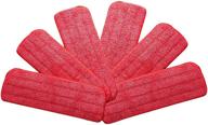 🧹 washable microfiber mop head (6 pack) - 16 x 5.5 inches replacement pads for efficient wet or dry floor cleaning - red, professional home/office supplies logo