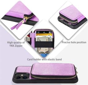 img 1 attached to 👛 ZVE iPhone 12 Mini Crossbody Case Wallet: Stylish Leather Purse with Card Holder and Wrist Strap for Women - Light Purple | 5.4 inch-iPhone 12 Mini Compatible