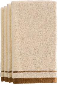 img 4 attached to 🛀 Creative Scents Cotton Fingertip Towels Set - 4 Pack - Extra-Absorbent and Soft Terry Towels for Bathroom - Decorative 11 x 18 Inches - Ideal Powder Room, Guest, and Housewarming Gift (Cream and Brown)