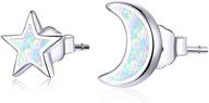 ✨ sparkling qings star moon moonlight opal stud earrings: color-changing 925 sterling silver for women and girls logo