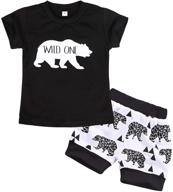 👕 amzbarley toddler boys summer outfits set with animal print top and shorts logo