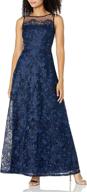 👗 long metallic embroidered dress petite for women by adrianna papell logo