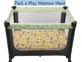 img 3 attached to 🐧 Tontukatu Pack n Play Stretchy Fitted Playard Sheet Set 2 Pack - Jersey Knit Ultra Soft Baby Boy Girl Portable Mini Crib Sheets, Convertible Playard Mattress Cover - Penguin Crocodile Monkey Design in Blue and Yellow