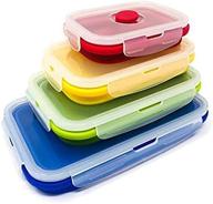 🍱 4-piece collapsible silicone food storage container set - leftover meal box for kitchen, bento lunch boxes, bpa-free, microwave, dishwasher, freezer safe - space-saving foldable design логотип