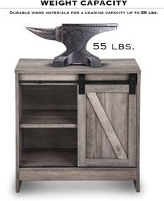 img 1 attached to Farmhouse Wooden Bedside Table with Sliding Barn Door - Landia Home Nightstand for Bedroom