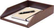 gallaway leather letter tray desk organizer - premium pu leather tray for efficient office organization & a4 document storage, stackable drawers for enhanced desk storage (brown) логотип