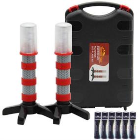 img 2 attached to 🚦 Twinkle Star Emergency Roadside Flares Kit with LED Safety Strobe, Magnetic Base, Detachable Stand, and Solid Storage Case - Set of 2