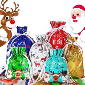 img 4 attached to 🎁 Drawstring Christmas Gift Bags: Festive Decorations and Convenient Packaging