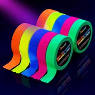 🎉 10 rolls of uv blacklight reactive tape - fluorescent neon gaffer tapes set, 0.6 inch x 16.8ft per roll, 5 colors - perfect black light party supplies for halloween logo