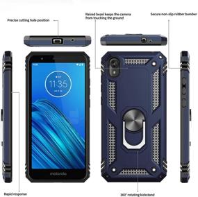 img 3 attached to 📱 LeYi Moto E6 Case with 2 Pack Tempered Glass Screen Protector: Military-Grade Defender with Magnetic Car Ring Holder Mount Kickstand - JSFS Blue