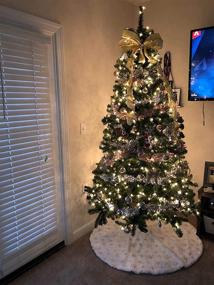 img 2 attached to 🎄 Yuboo 48" White Faux Fur Christmas Tree Skirt with Gold Sequin Snowflakes - Ideal for Gold Christmas Decorations