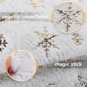 img 1 attached to 🎄 Yuboo 48" White Faux Fur Christmas Tree Skirt with Gold Sequin Snowflakes - Ideal for Gold Christmas Decorations
